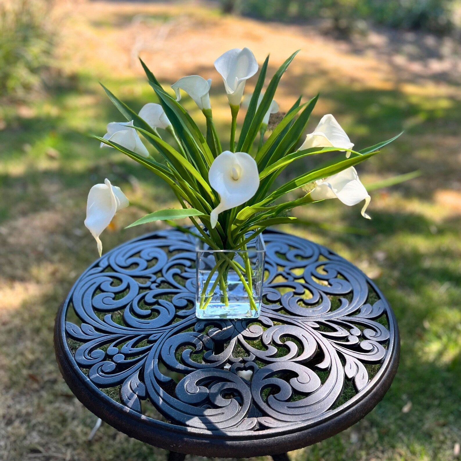 Silk Flower Arrangement White Calla Lilies-3
