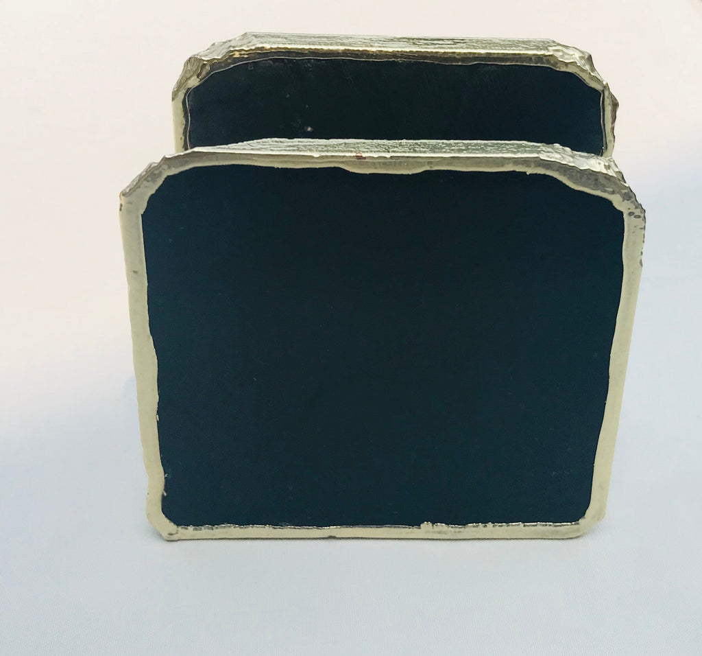Black Agate Napkin Holder/Natural Stone Napkin Holder/Paper Napkin Holder/Desk Napkin Holder/Picnic Holder-3