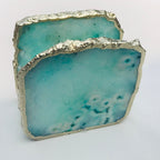 Aqua Agate Napkin Holder/Natural Stone Napkin Holder/Paper Napkin Holder/Desk Napkin Holder/Picnic Holder-1