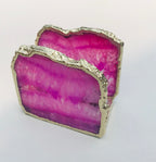 Pink Agate Napkin Holder/Natural Stone Napkin Holder/Paper Napkin Holder/Desk Napkin Holder/Picnic Holder-2