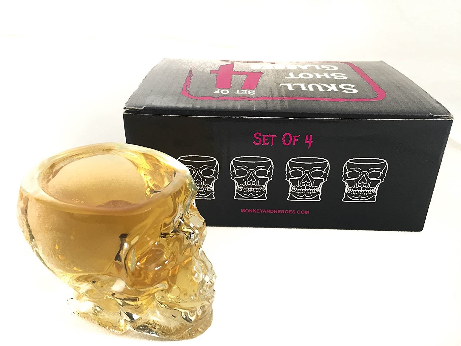 Monkey and Heroes Extra Large Skull Shot Glasses Set of 4-4
