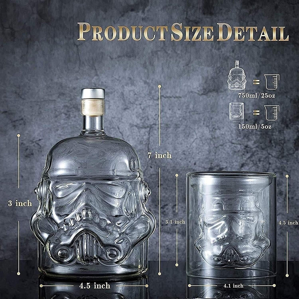 Transparent Creative Whiskey Decanter Set Bottle with 2 Wine Glasses 150ml