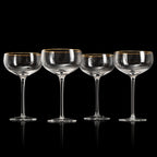 Gold Rim Glasses 7 oz, Set of 4 Gold Rim Classic Manhattan Glasses (Ribbed)-1
