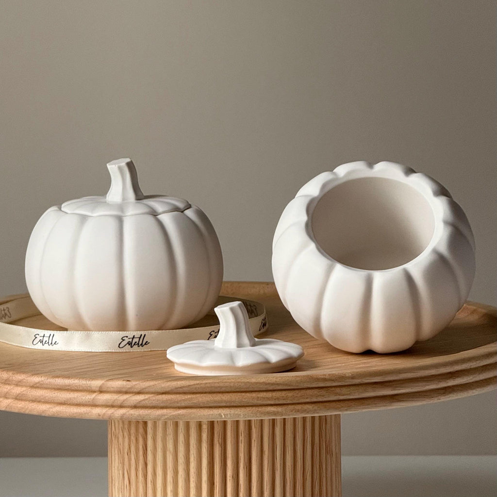 Handmade Jesmonite Pumpkin Jar: Autumn Fall Home Decor-3