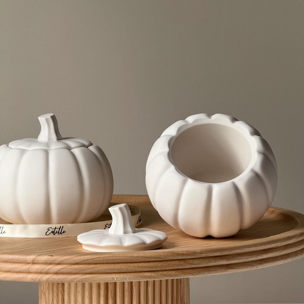 Handmade Jesmonite Pumpkin Jar: Autumn Fall Home Decor-2