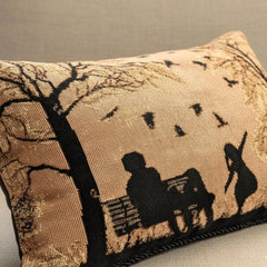 Handmade Tapestry Lumbar Pillow – Rustic Autumn Silhouette, 12x19-4