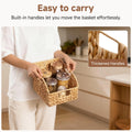 DEILSY Pantry Baskets for Organizing, Wicker Basket with Built-in Handles, Handwoven Wicker Storage Baskets, Water Hyacinth for Shelves, 2 Pack