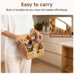 DEILSY Pantry Baskets for Organizing, Wicker Basket with Built-in Handles, Handwoven Wicker Storage Baskets, Water Hyacinth for Shelves, 2 Pack