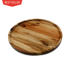 [ Set of 3 ] Zavis Green Acacia Wood Round Stackable Plate / Platter 12" | Dishwasher Safe-0