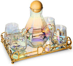 Diamond Iridescent Glass Diamond Decanter and Glasses Set-3