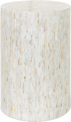 Katico Ivory Mosaic Cylinder End Table