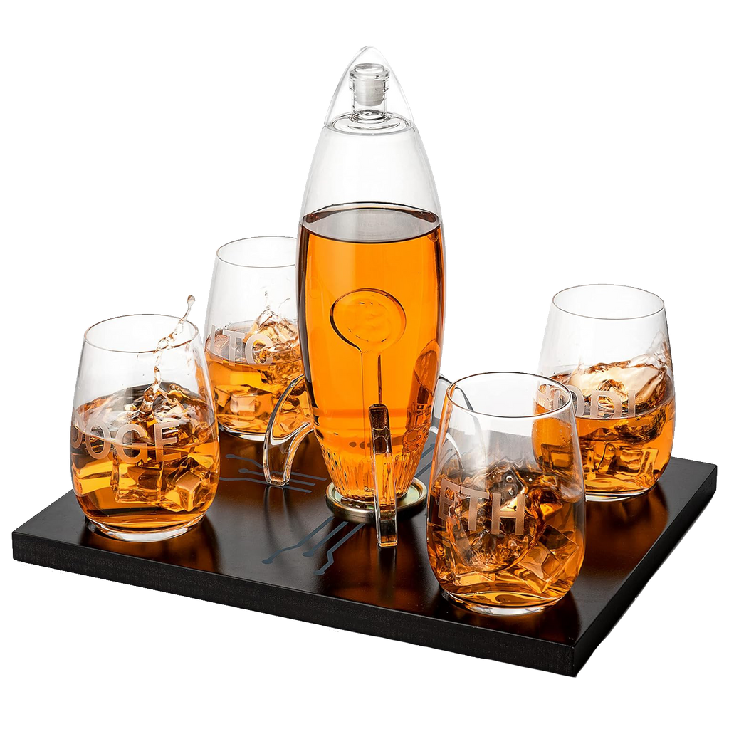 Cryptocurrency Decanter, 450ml Four 12 oz Glasses-0