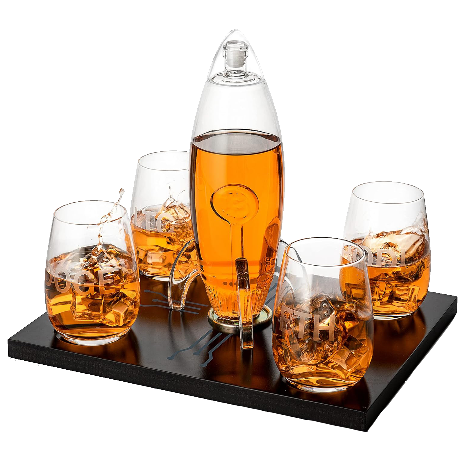 Cryptocurrency Decanter, 450ml Four 12 oz Glasses-0