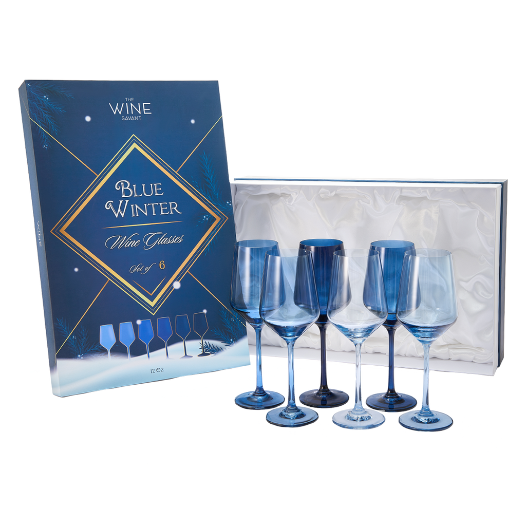 Blue Winter Wine Glasses | Set of 6 | Navy Blue Colors-0