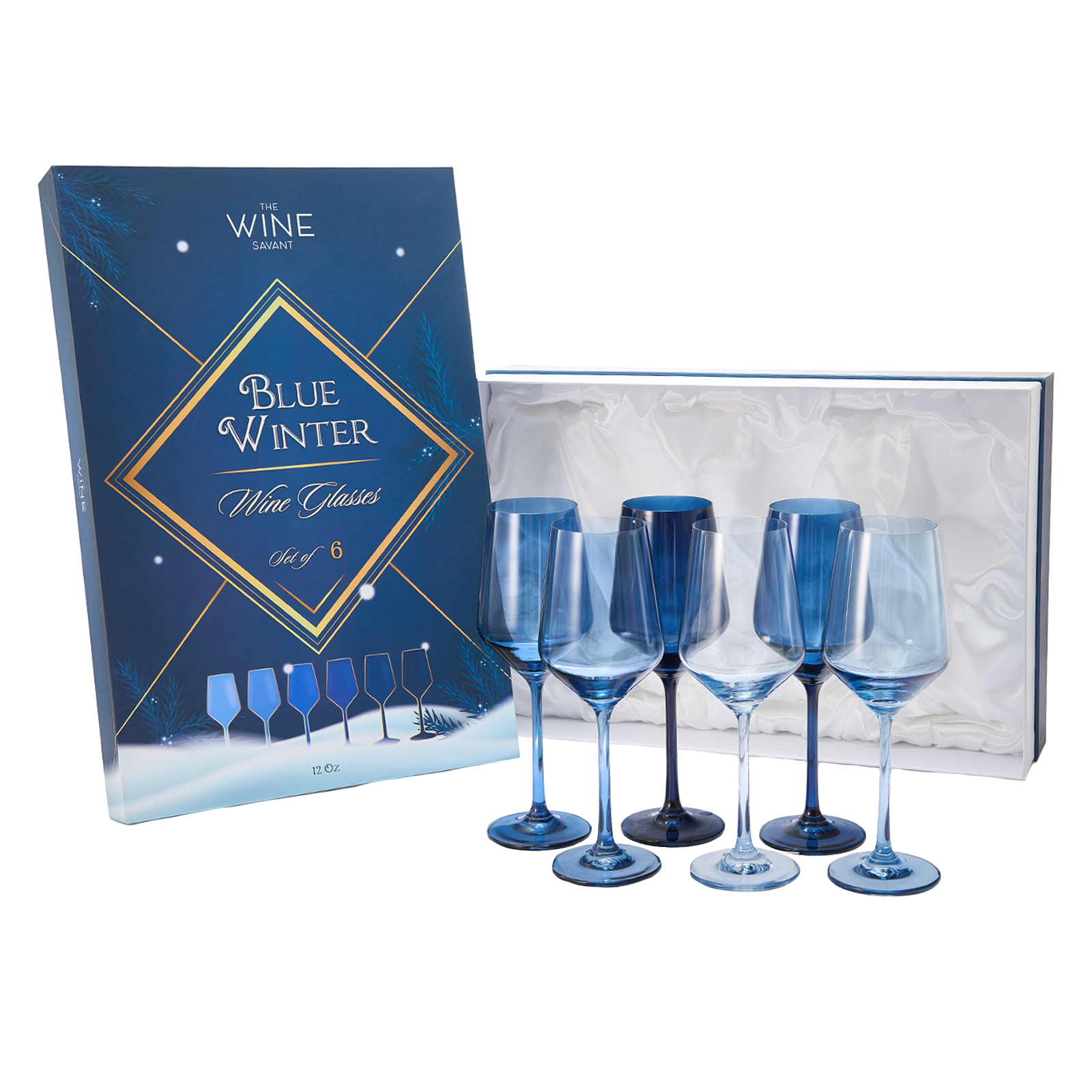 Blue Winter Wine Glasses | Set of 6 | Navy Blue Colors-0