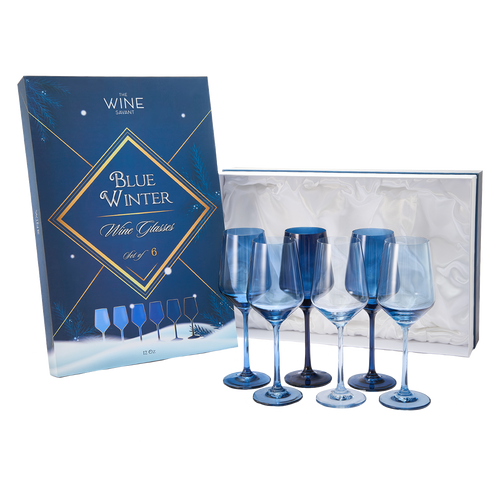 Blue Winter Wine Glasses | Set of 6 | Navy Blue Colors-0