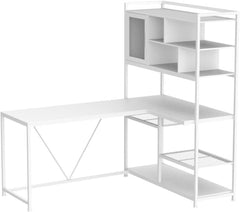 58 Inch L Shaped Desk With LED Light For Home Office-3