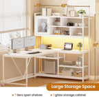 58 Inch L Shaped Desk With LED Light For Home Office-1