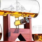 Whiskey Decanter Set - 1250ml Ship & 2 Whiskey Glasses-1