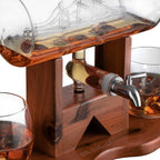 Whiskey Decanter Set - 1250ml Ship & 2 Whiskey Glasses-2