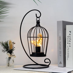 12" Tall Battery Operated Birdcage Lamp