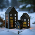 13.5"&9.5"&5.5"H Village Farmhouse House Candle Holders for Home Decor Patio Wedding-5