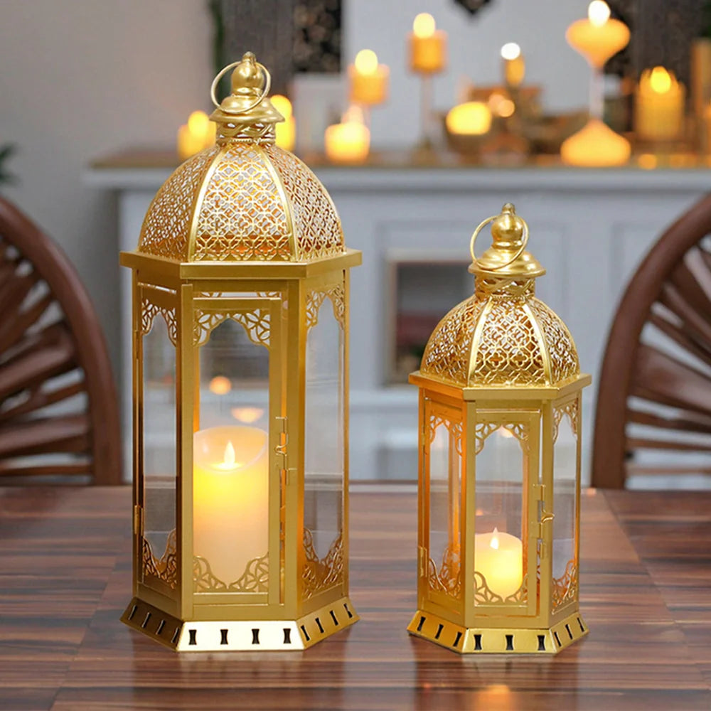 Set of 2-22"&17"H Vintage Metal Candle Lanterns(Grey with Black Brush)-6