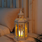10 inch High Vintage Style Hanging Lantern Metal Candleholder-2