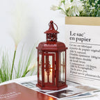 10“H Vintage Hanging Lantern(Red with Black Brush)-1