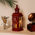 10“H Vintage Hanging Lantern(Red with Black Brush)-0