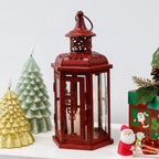 10“H Vintage Hanging Lantern(Red with Black Brush)-4
