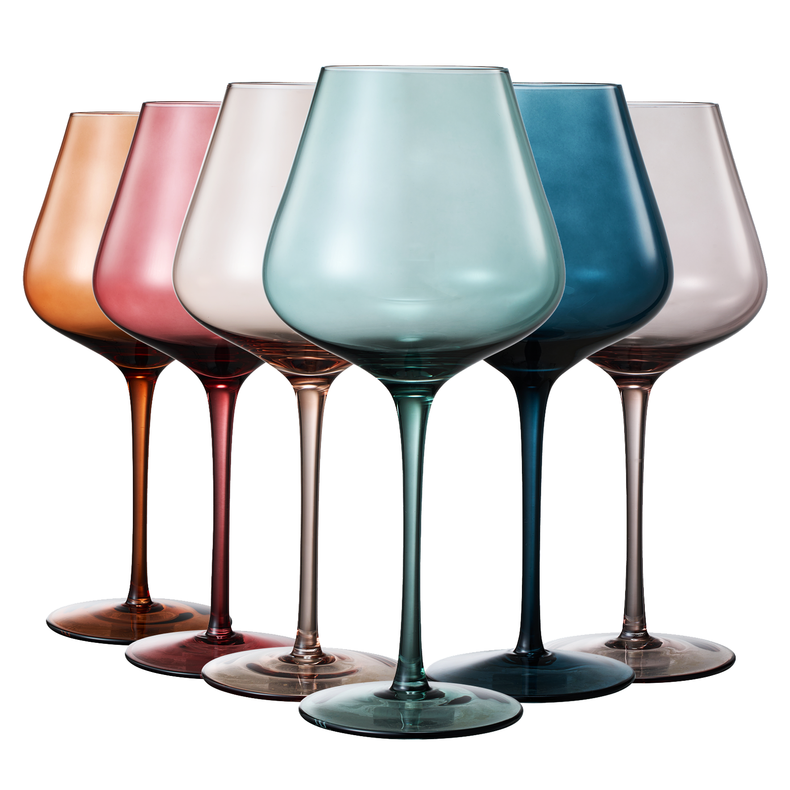 Colored Crystal Wine Glass Set of 6 - Large 20 oz (Pastel)-0