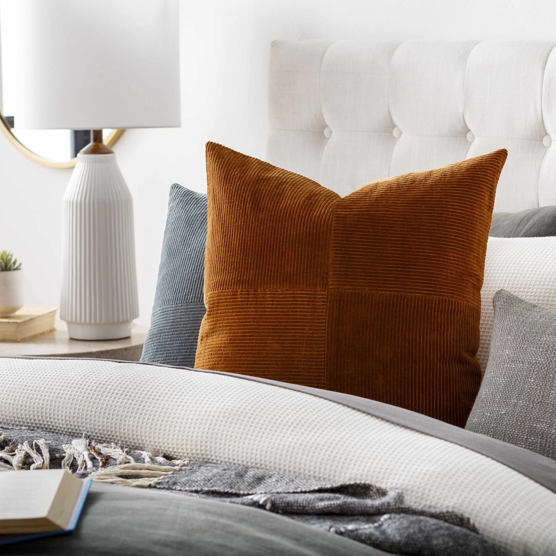 Leni Rust Corduroy Accent Pillow-0