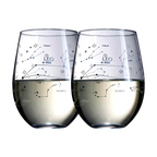 Set of 2 Zodiac Sign Wine Glasses with 2 Wooden Coasters (Leo)