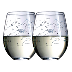 Set of 2 Zodiac Sign Wine Glasses with 2 Wooden Coasters (Libra)-0