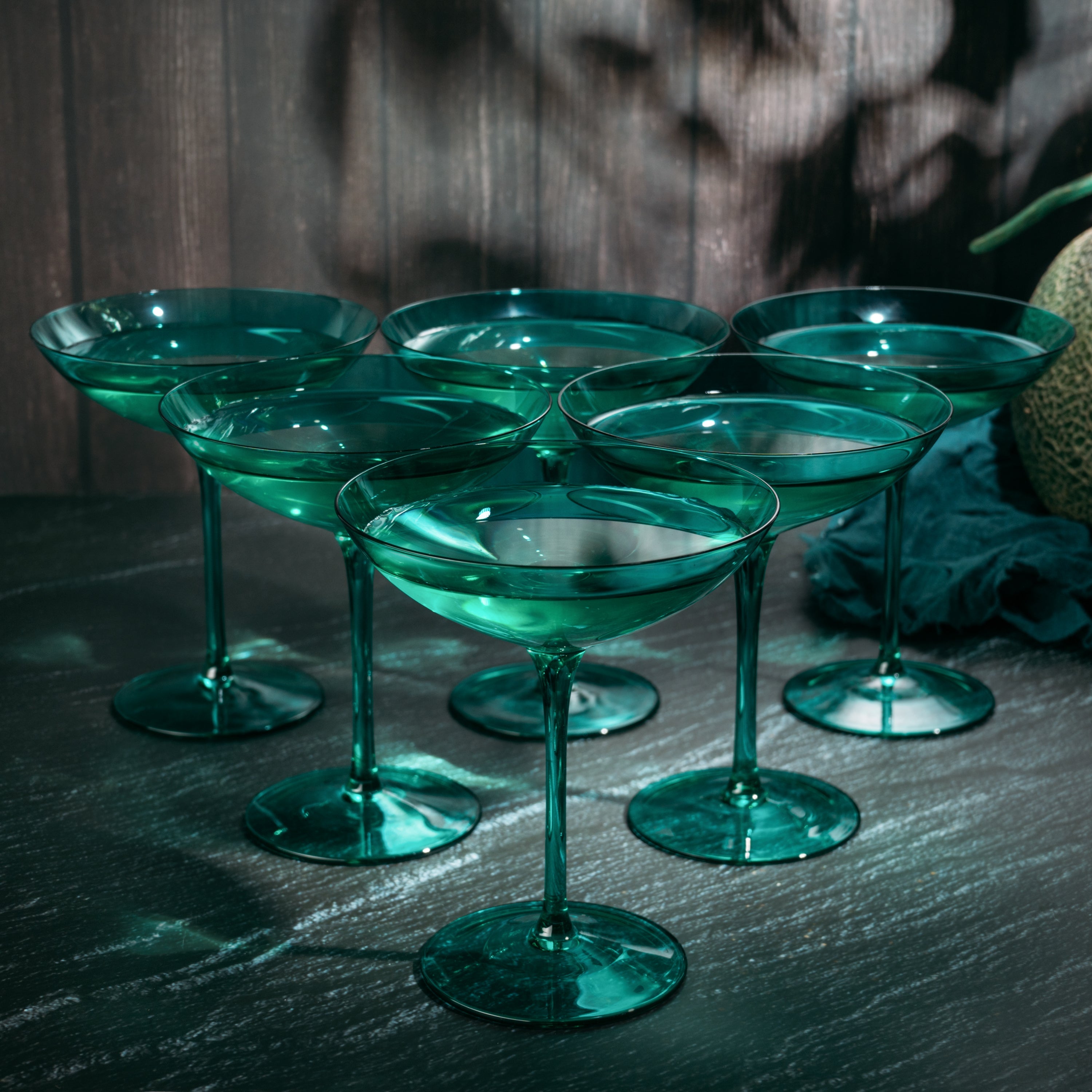 The Wine Savant Colored Vintage Glass Coupes 12oz (6, Teal)-1