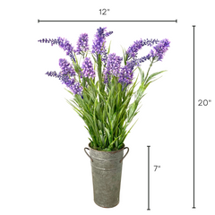Silk lilac flower arrangement in french pail - 20"-3