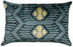 Luxurious 16x24 Handmade Ikat Silk Velvet Pillow with Premium Down Feather Insert by Canvello – Striking Vegetable Dyed Patterns