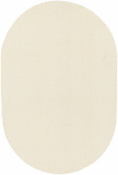 Beige oval-shaped rug pad on a white background