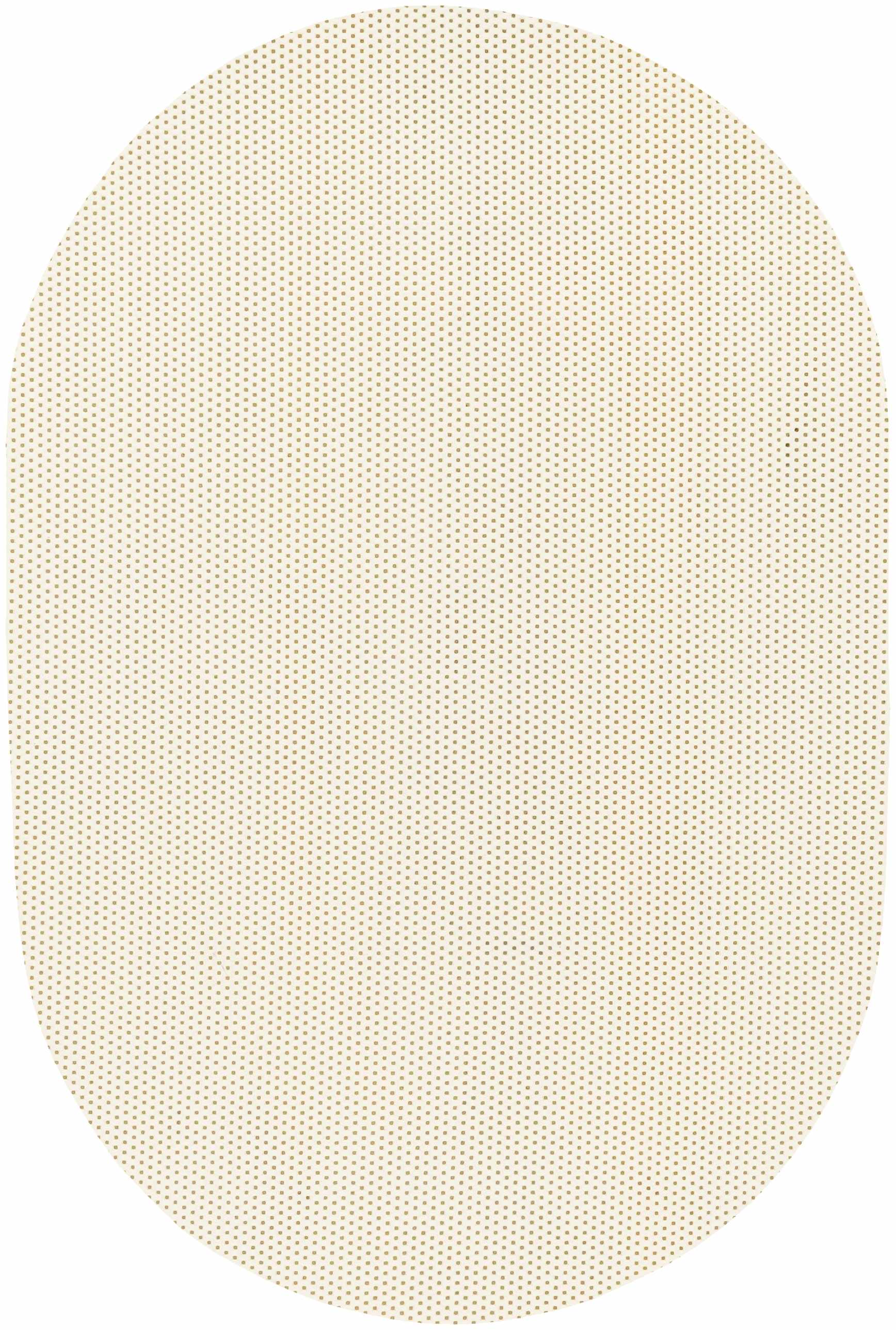 Beige oval-shaped rug pad on a white background