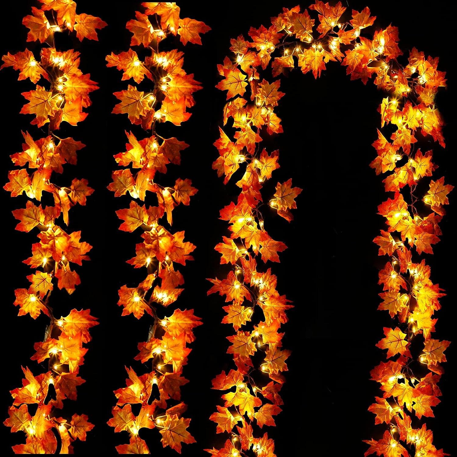 Simulation Maple Leaf Light String Thanksgiving Halloween Room Decoration-4
