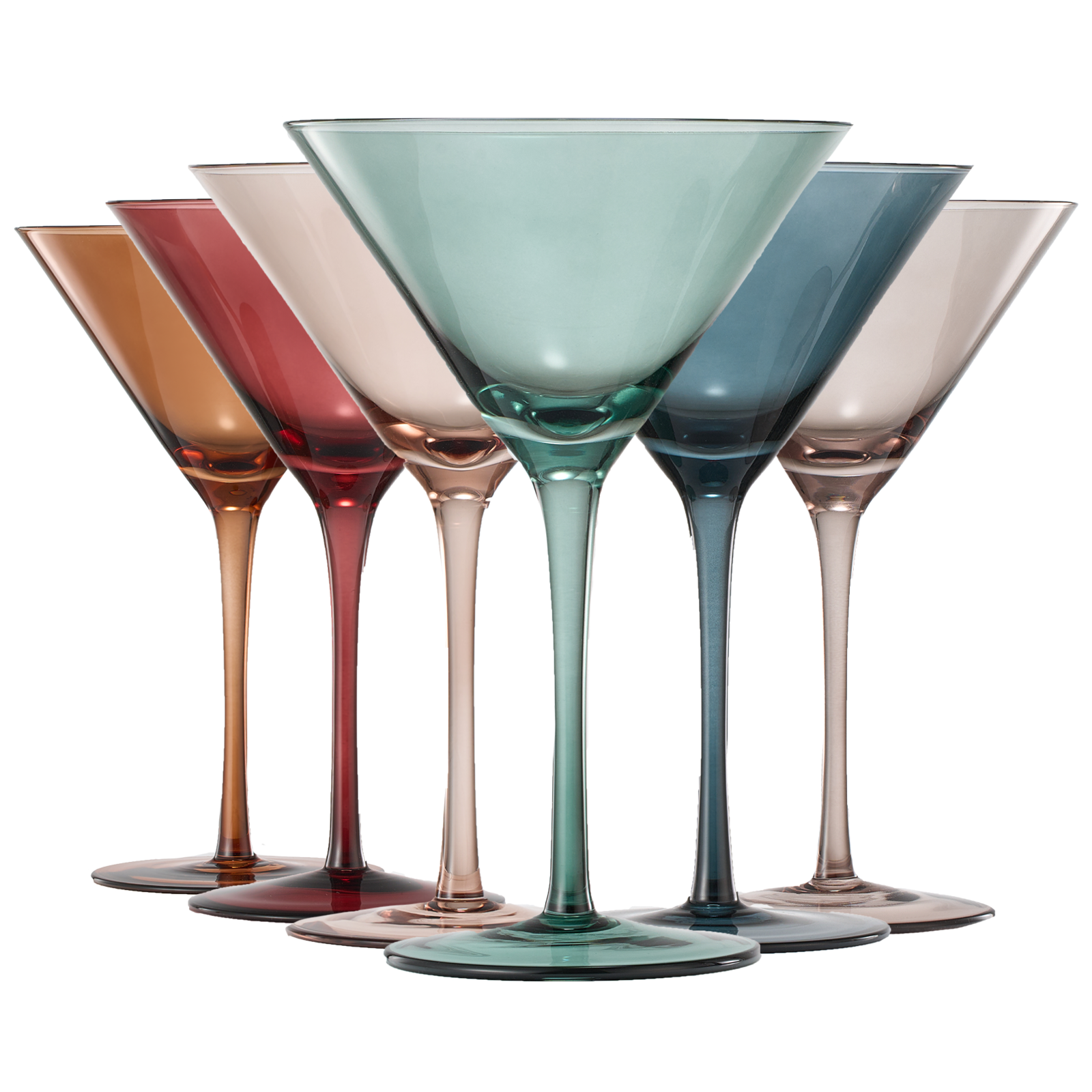 Colored Crystal Martini & Cocktail Glass Set of 6 (Pastel)-0
