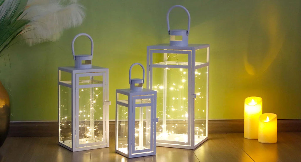 Set of 3 Metal Candle Lantern-12/15/19"-4