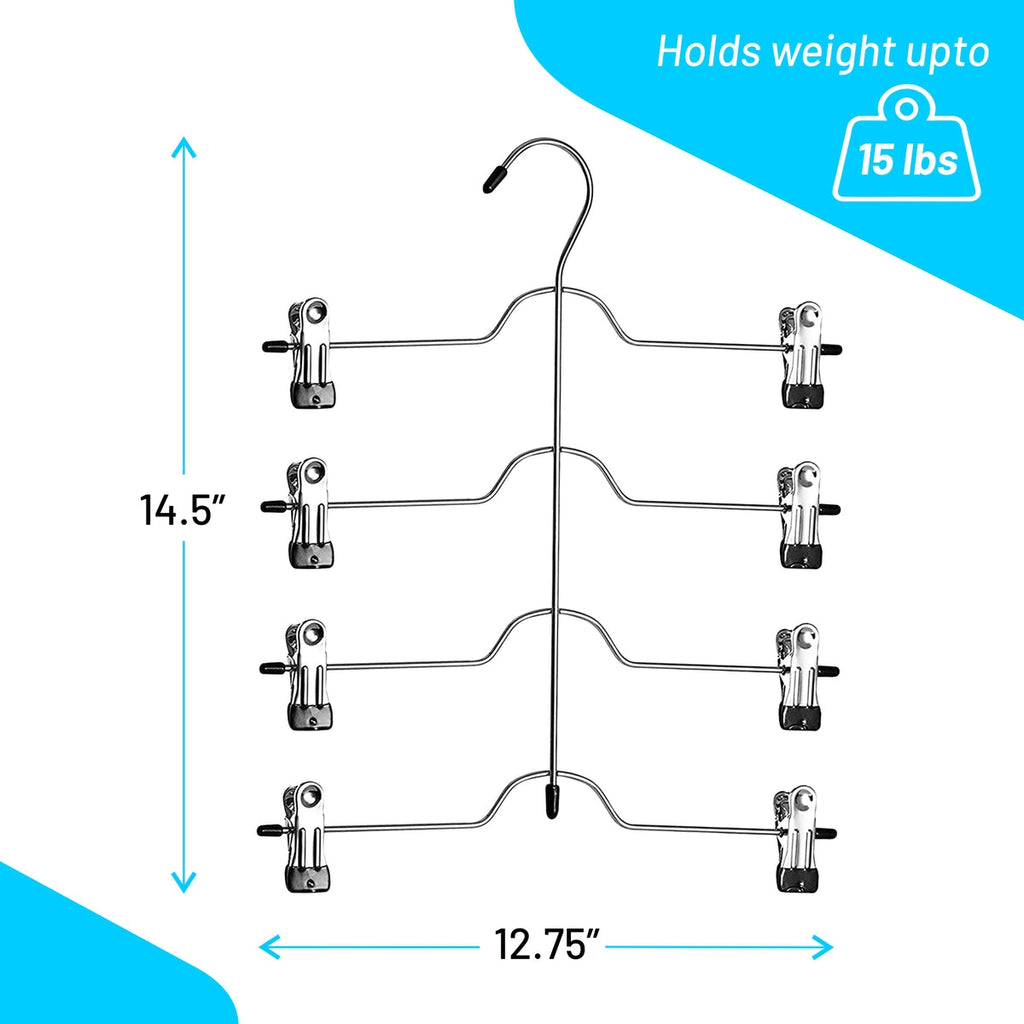 DEILSY™ 4-Tier Metal Skirt Hangers with Sturdy Clips, (3 Pack)