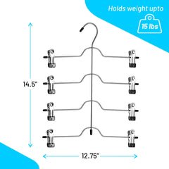DEILSY™ 4-Tier Metal Skirt Hangers with Sturdy Clips, (3 Pack)