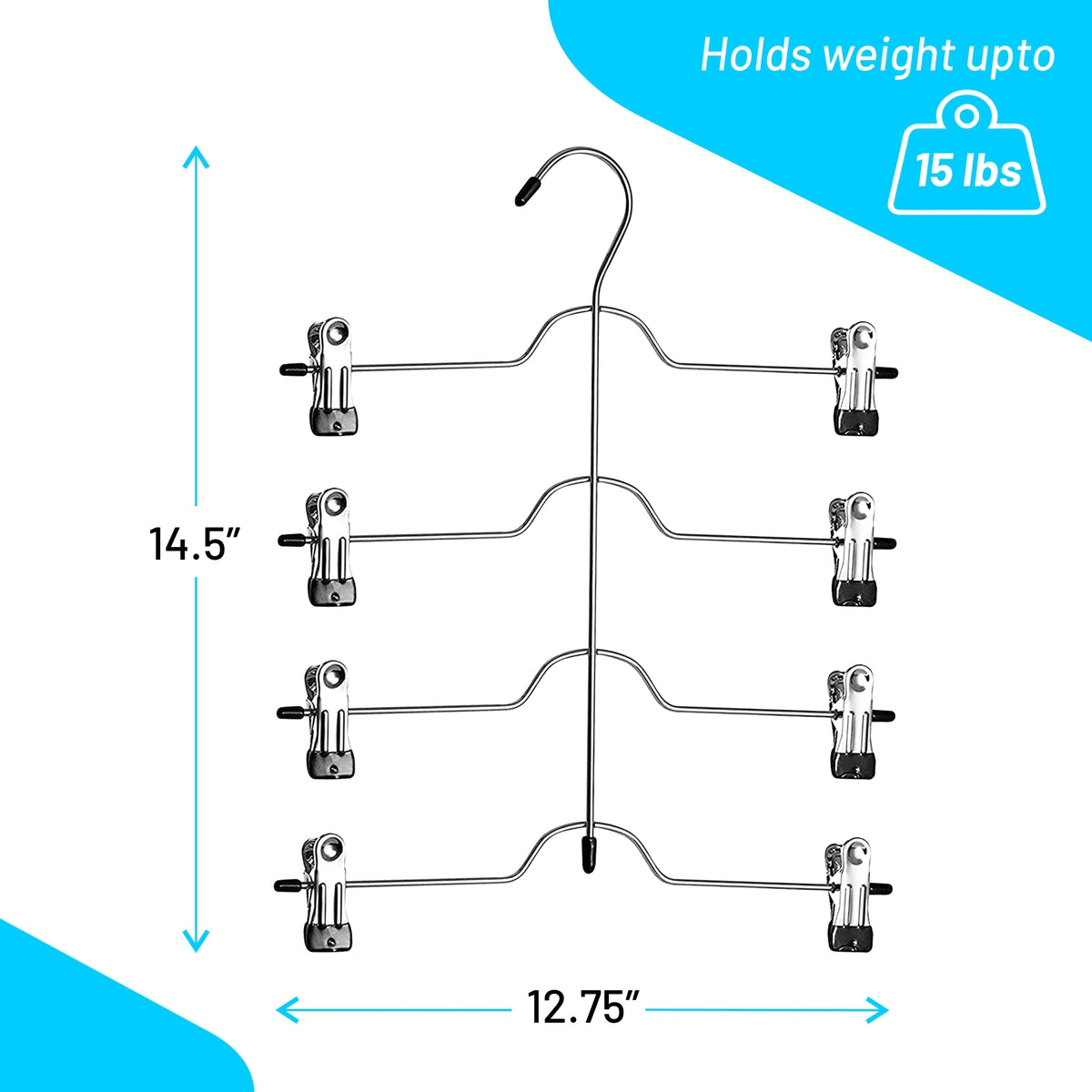 DEILSY™ 4-Tier Metal Skirt Hangers with Sturdy Clips, (3 Pack)