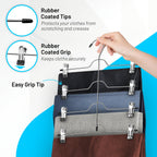 DEILSY™ 4-Tier Metal Skirt Hangers with Sturdy Clips, (3 Pack)