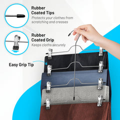 DEILSY™ 4-Tier Metal Skirt Hangers with Sturdy Clips, (3 Pack)