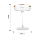 Ribbed Coupe Cocktail Glasses With Gold Rim 8 oz | Set of 4