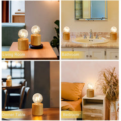 6.5" Ceramic Set of 2 Wood Grain Table Lamp